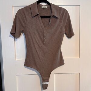 Madewell polo style light brown bodysuit
